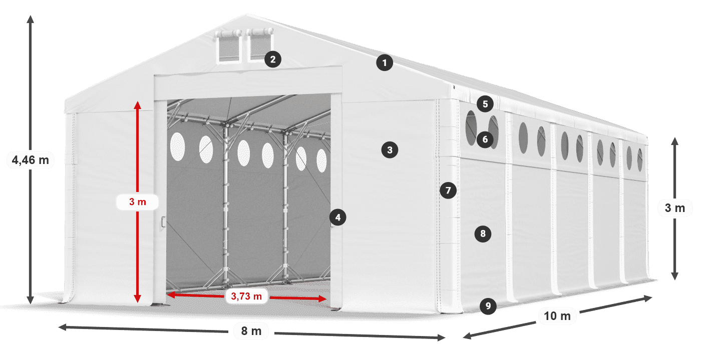 Tetto: FR 620 PVC Pareti: SD O 500 PVC 3m leggenda