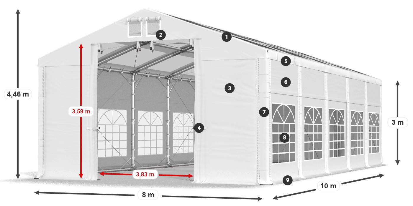 Tetto: MS T 580 PVC Pareti: FR 620 PVC 3m leggenda