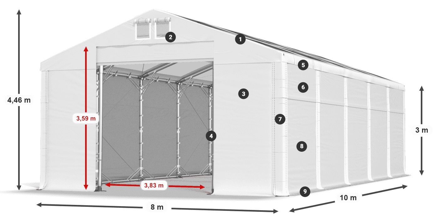 Tetto: MS T 580 PVC Pareti: SD 500 PVC 3m leggenda