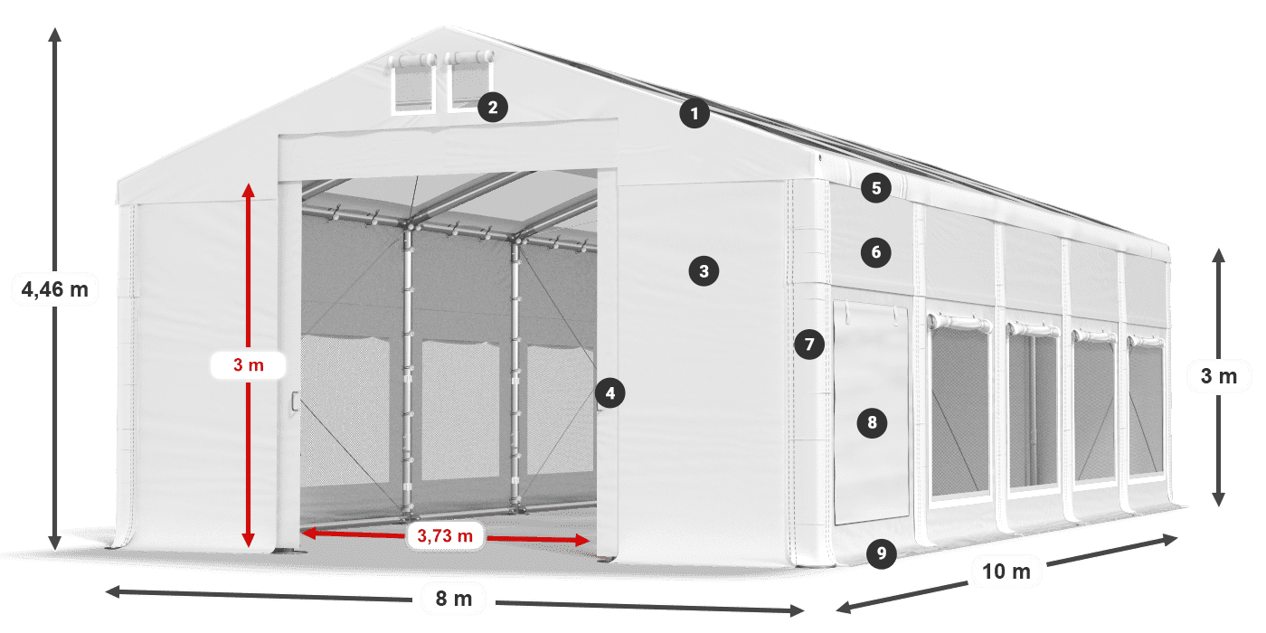 Tetto: MS T 580 PVC Pareti: SD M 500 PVC 3m leggenda