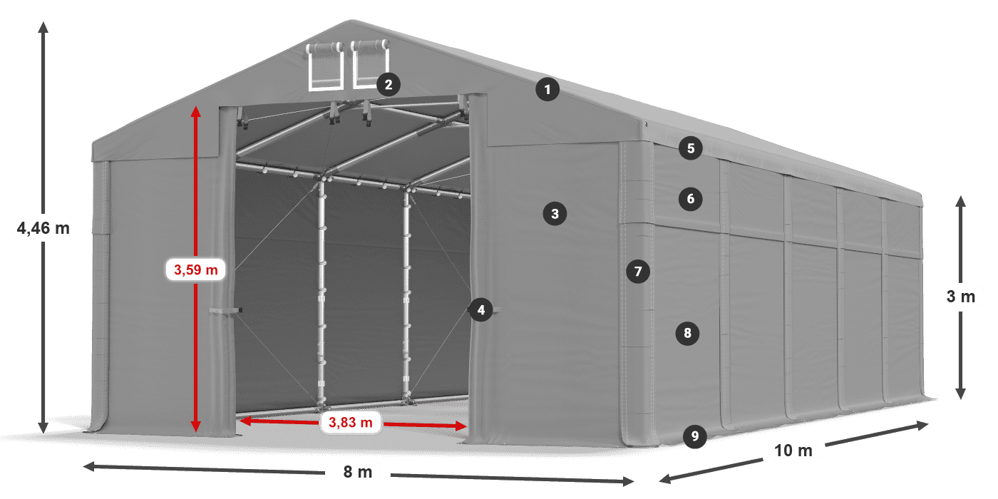 Tetto: SD 5. PVC Pareti: FR 620 PVC leggenda 3m