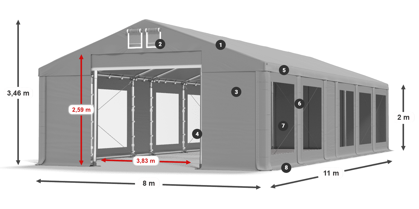 Tetto: FR 620 PVC Pareti: MS 580 PVC 2m leggenda