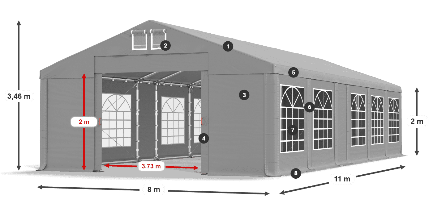 Tetto: FR 620 PVC Pareti: SD 500 PVC 2m leggenda