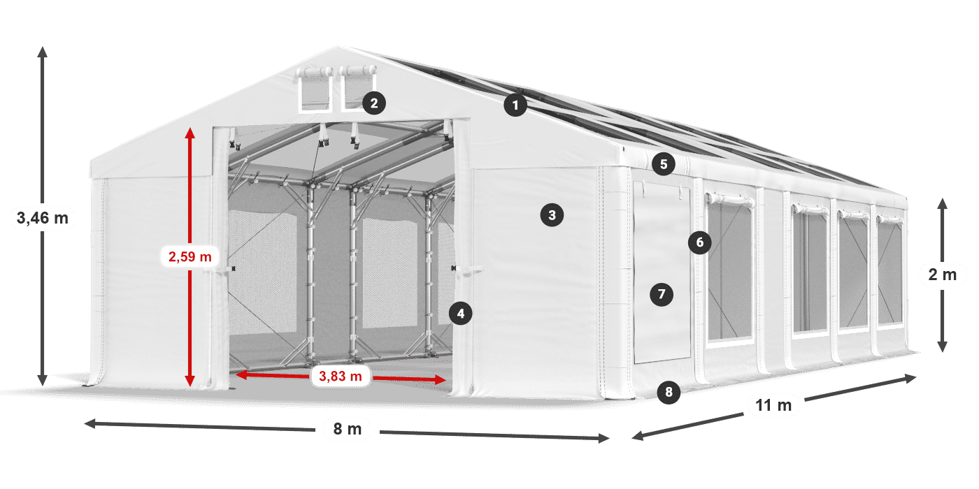Tetto: MS T 580 PVC Pareti: SDM 500 PVC 2m leggenda