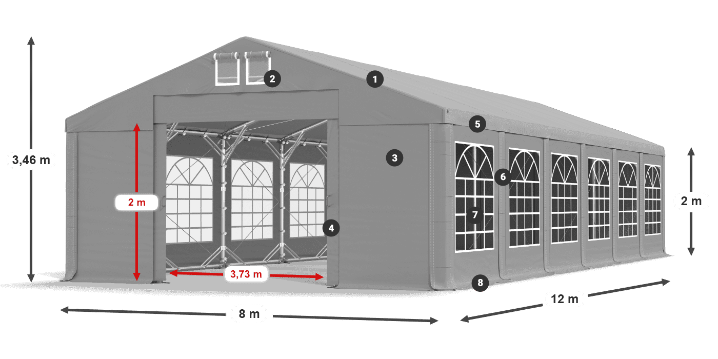 Tetto: FR 620 PVC Pareti: SD 500 PVC 2m leggenda