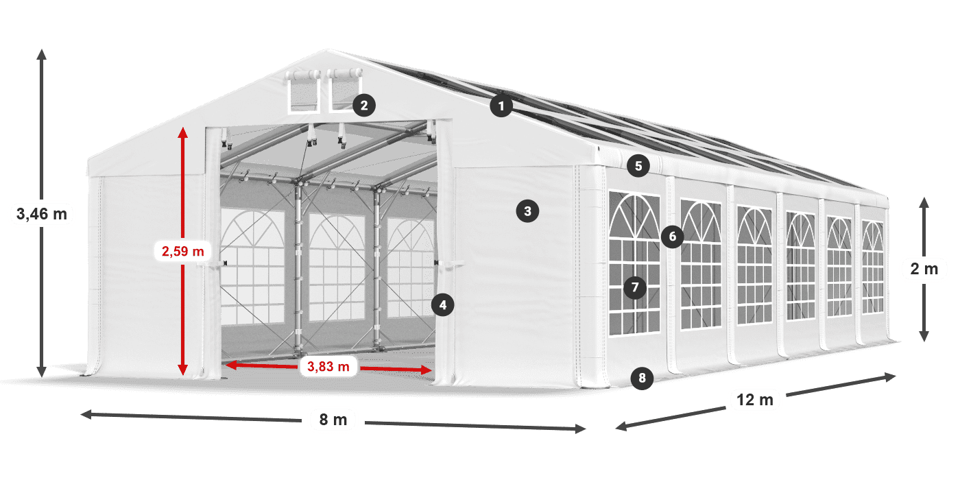 Tetto: MS T 580 PVC Pareti: FR 620 PVC 2m leggenda