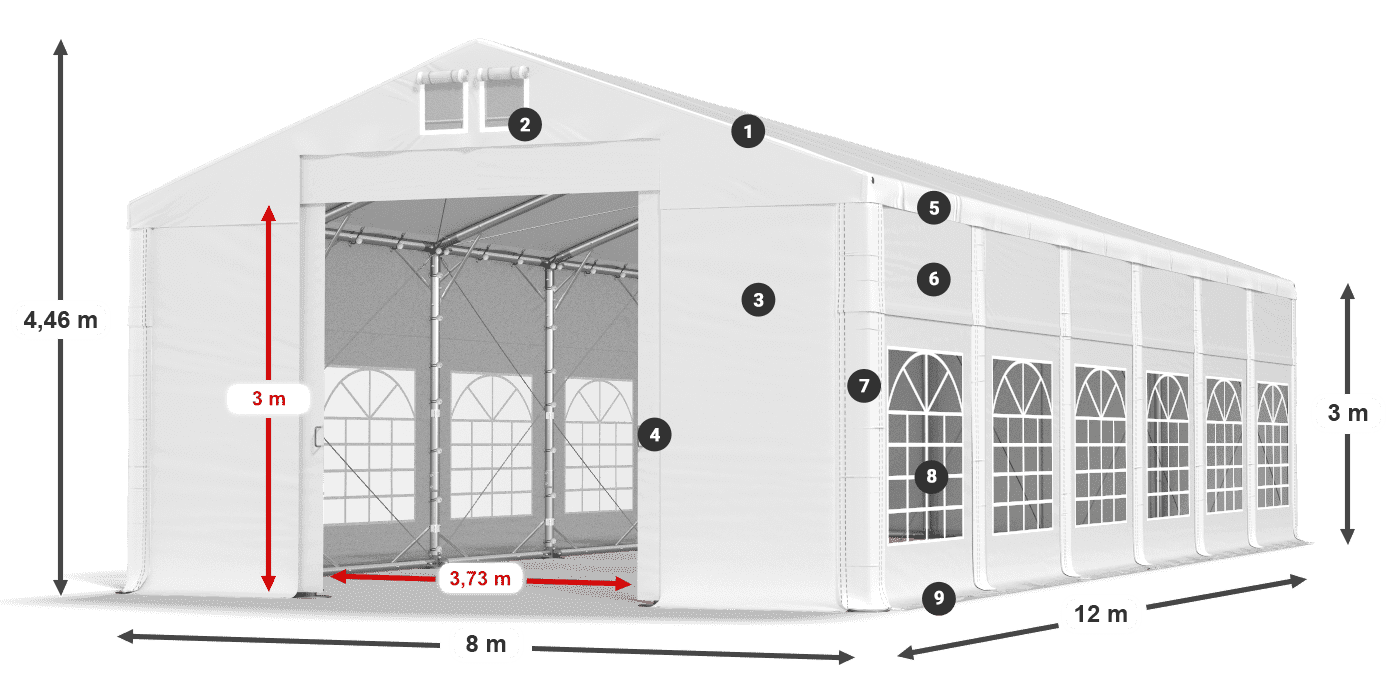 Tetto: MS 580 PVC Pareti: FR 620 PVC 3m leggenda