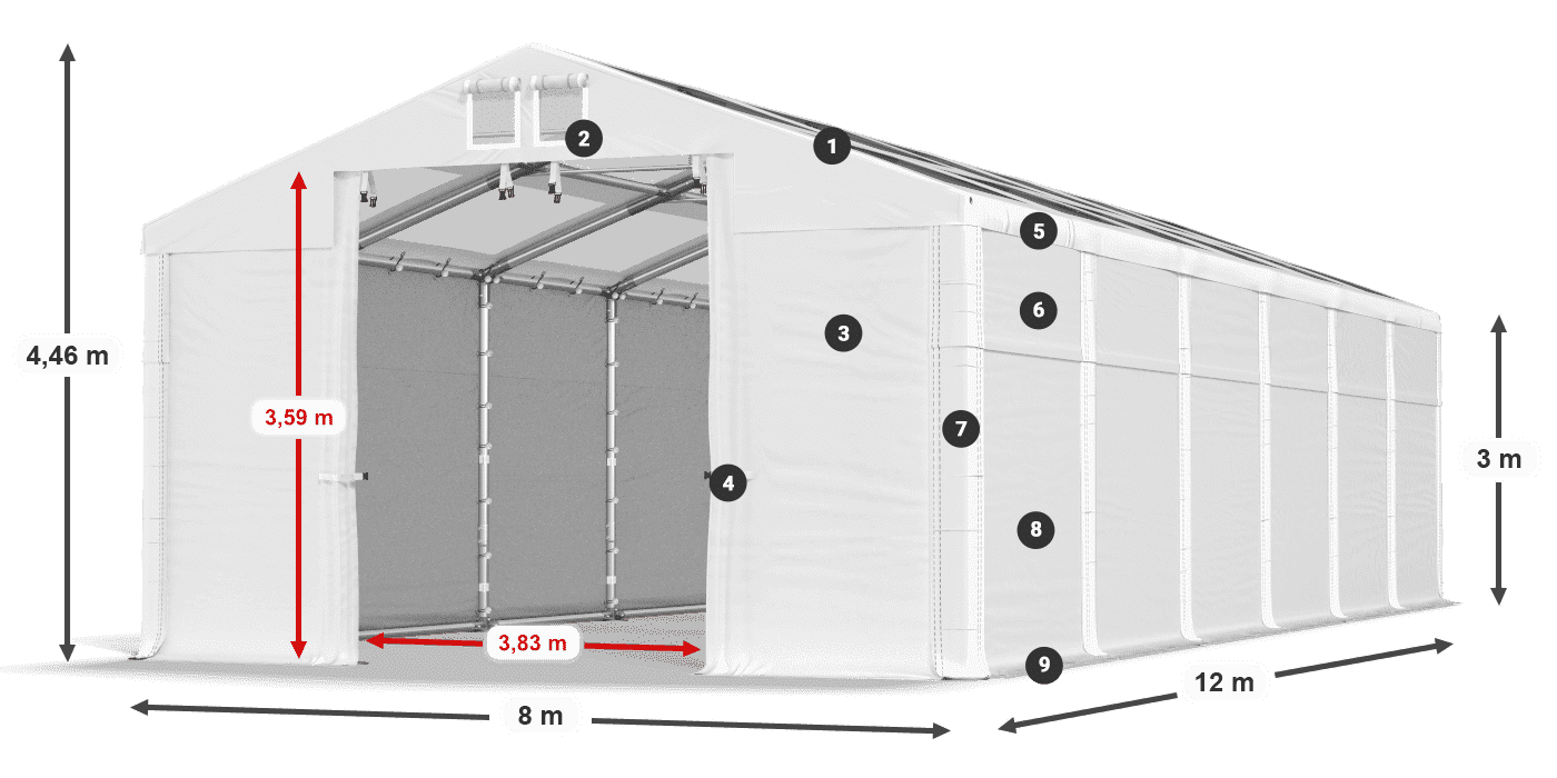 Tetto: MS T 580 PVC Pareti: SD 500 PVC 3m leggenda