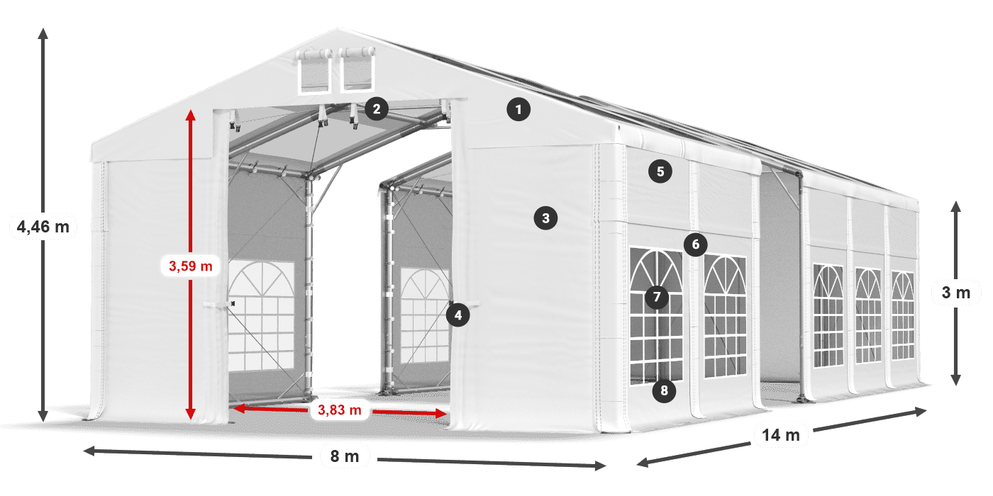 Tetto: MS T 580 PVC Pareti: SD E 500 PVC 3m leggenda