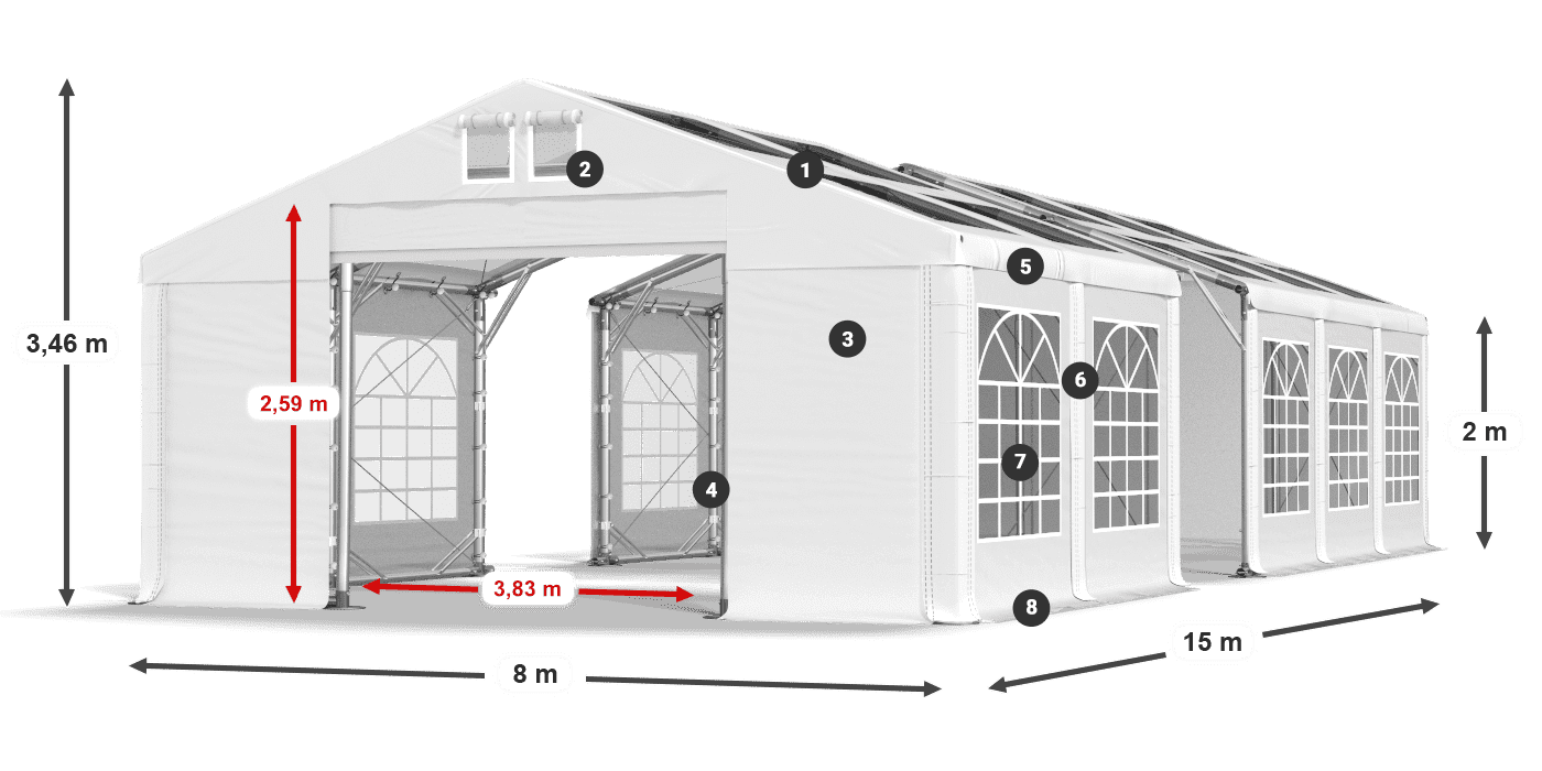 Tetto: MS T 580 PVC Pareti: FR 620 PVC 2m leggenda