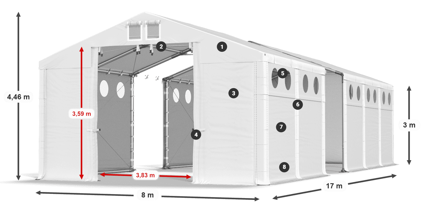 Tetto: MS 580 PVC Pareti: FR O 620 PVC 3m leggenda