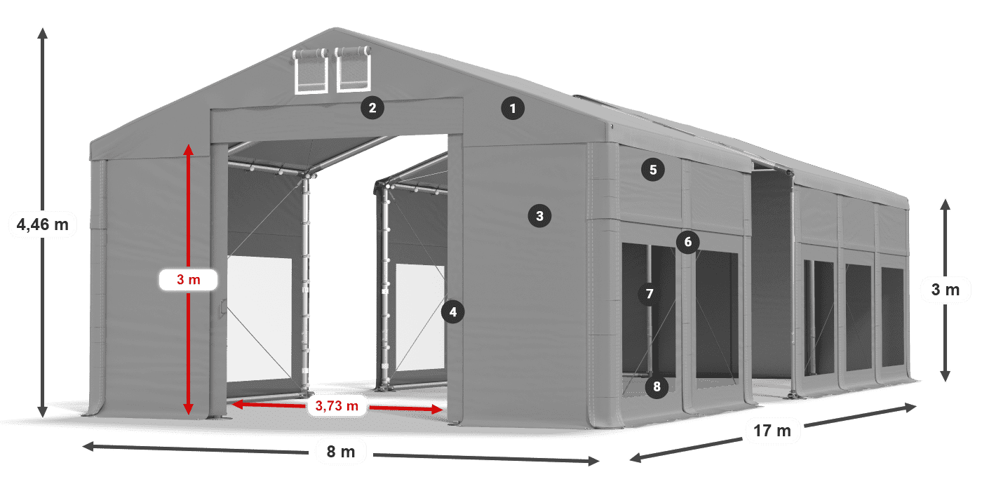 Tetto: MS 580 PVC Pareti: MS 580 PVC 3m leggenda