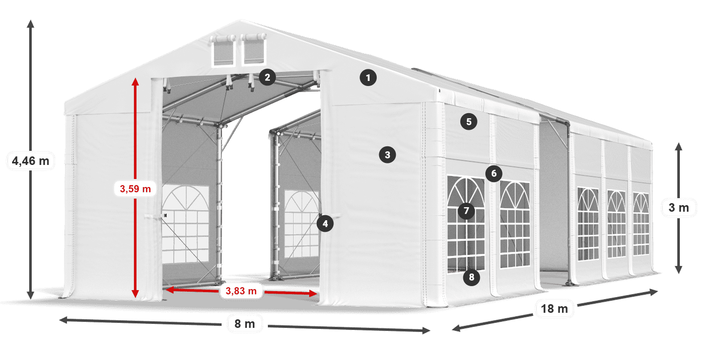 Tetto: FR 620 PVC Pareti: SD 500 PVC 3m leggenda