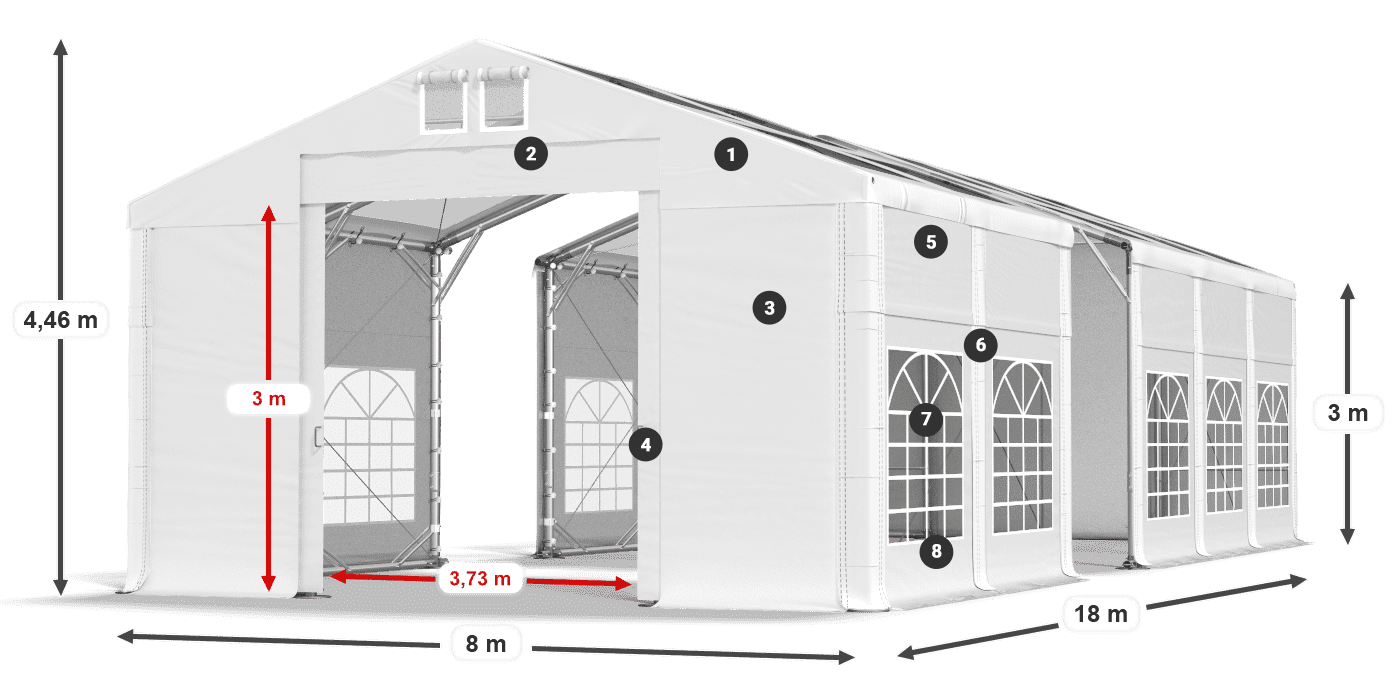 Tetto: MS T 580 PVC Pareti: SD E 500 PVC 3m leggenda