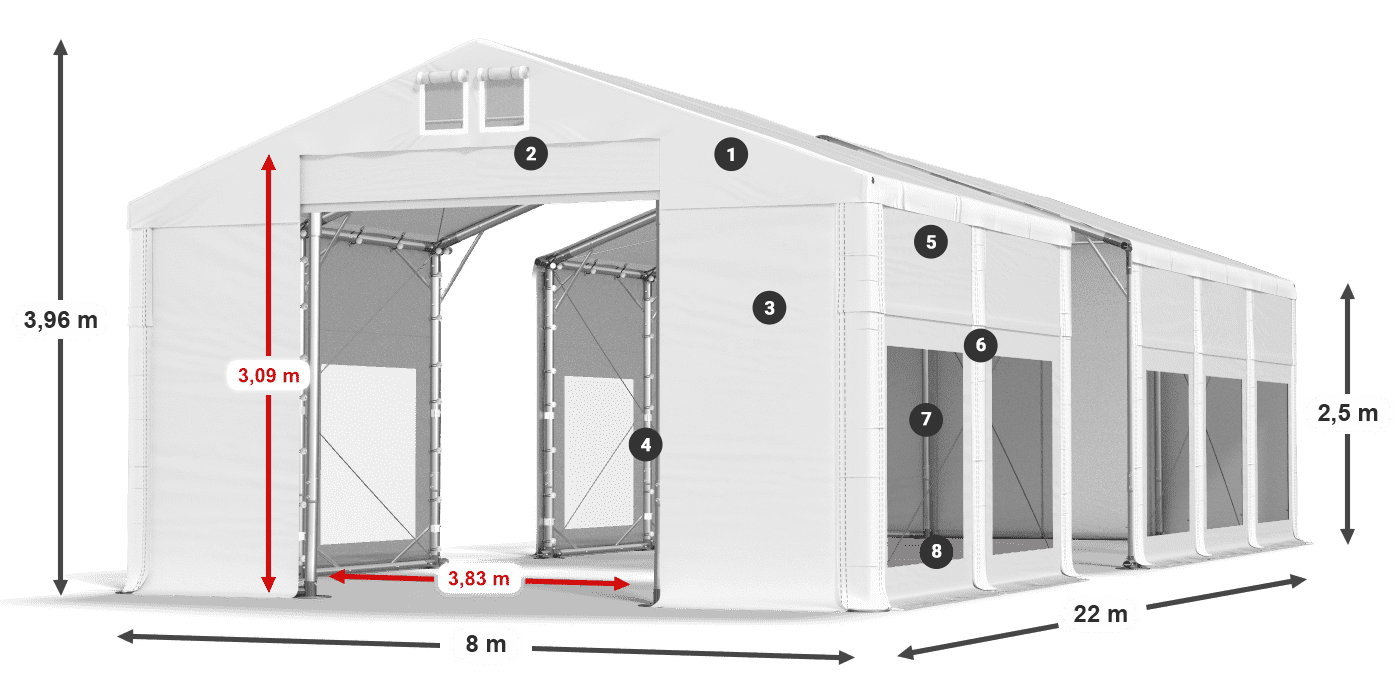 Tetto: FR 620 PVC Pareti: MS 580 PVC 2.5m leggenda
