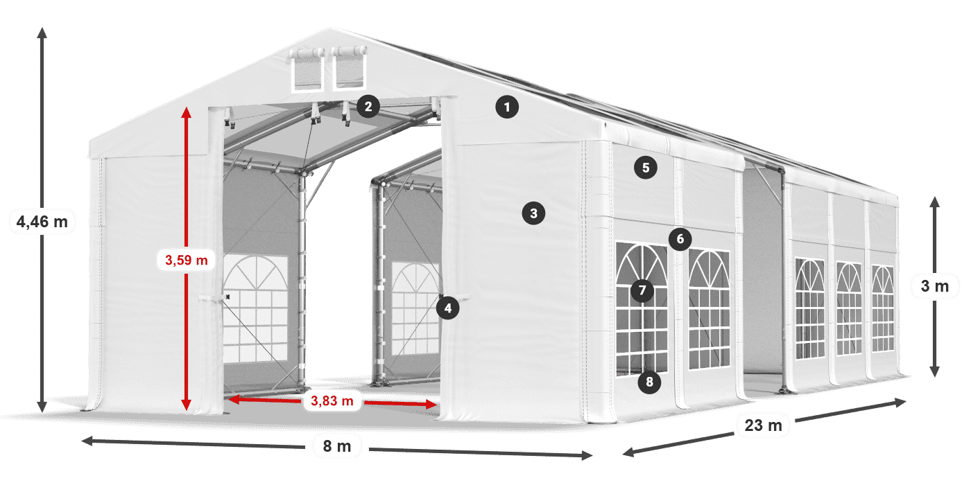 Tetto: MS T 580 PVC Pareti: FR 620 PVC 3m leggenda