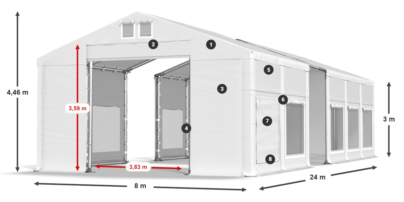 Tetto: FR 620 PVC Pareti: SD 500 PVC 3m leggenda