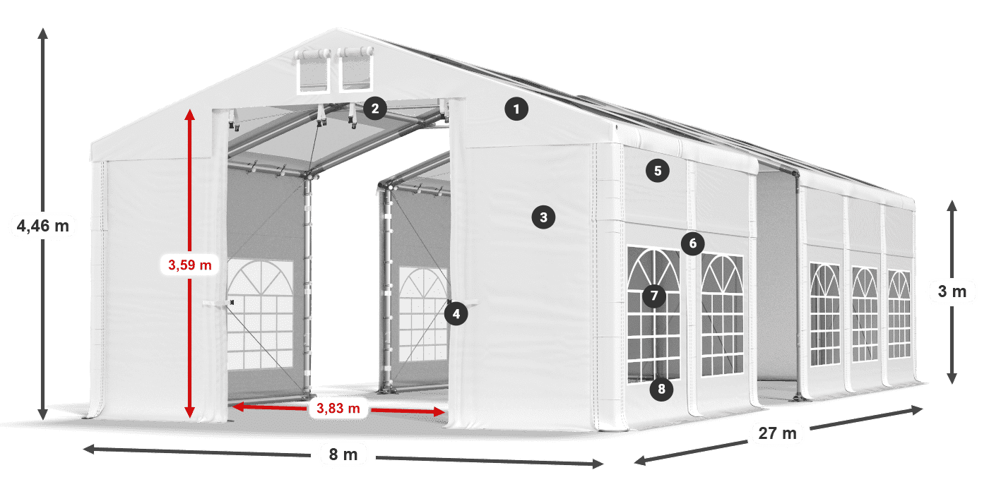 Tetto: MS T 580 PVC Pareti: FR 620 PVC 3m leggenda