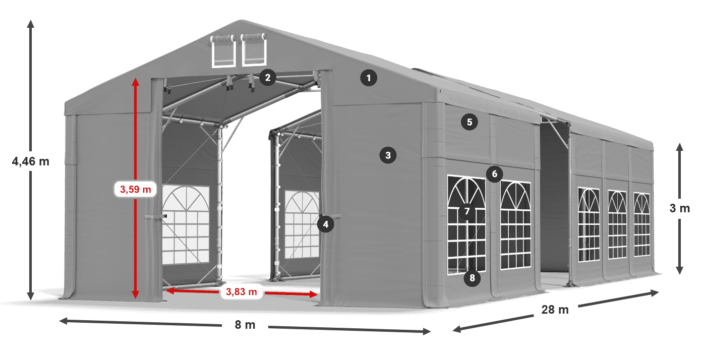 Tetto: FR 620 PVC Pareti: SD 500 PVC 3m leggenda