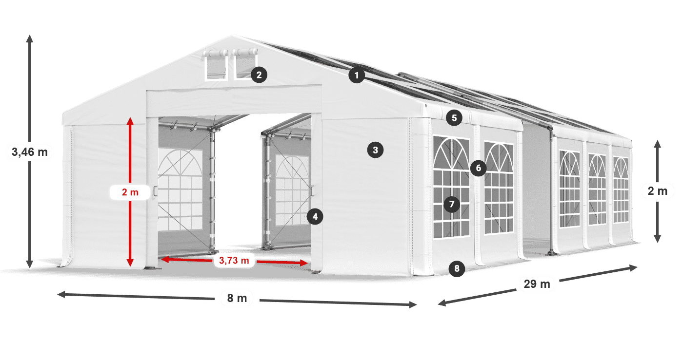 Tetto: MS T 580 PVC Pareti: FR 620 PVC 2m leggenda