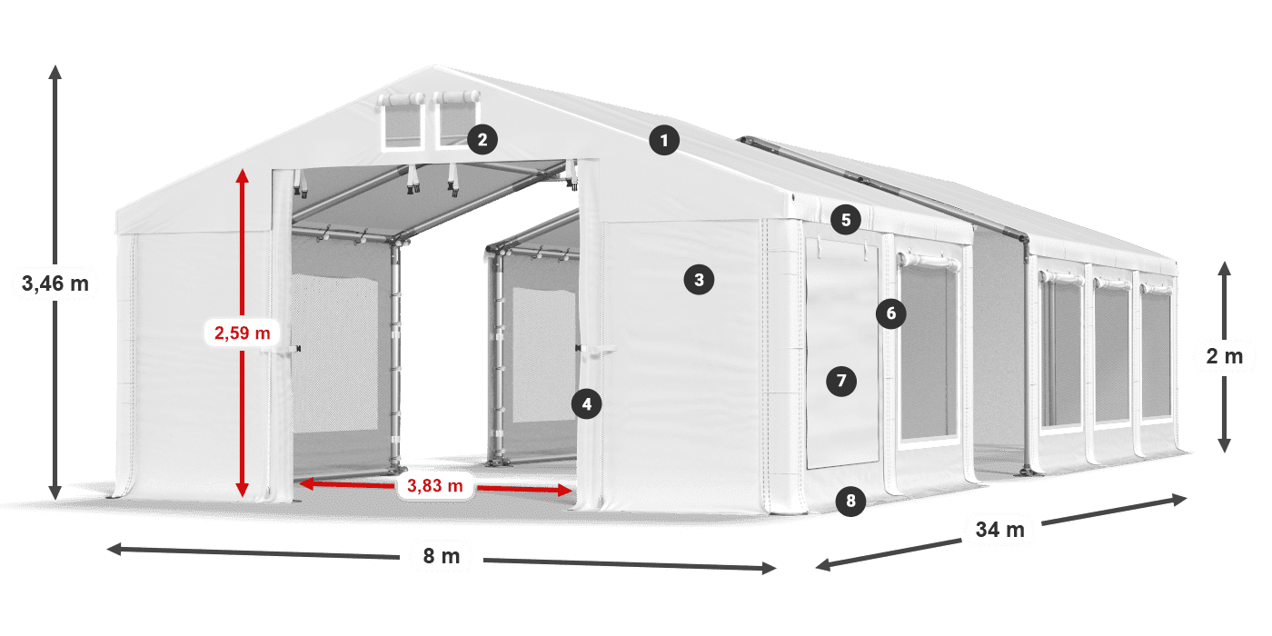 Tetto: MS 580 PVC Muri: SD 500 PVC