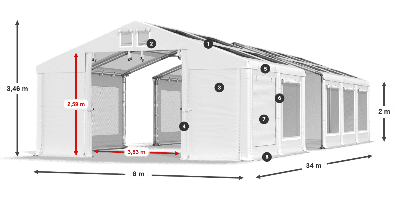 Tetto: MS T 580 PVC Pareti: SDM 500 PVC 2m leggenda