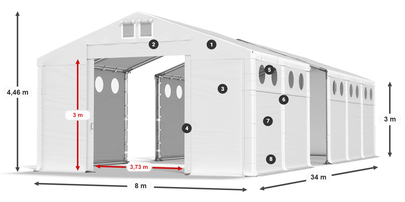 Tetto: FR 620 PVC Pareti: SD O 500 PVC 3m leggenda