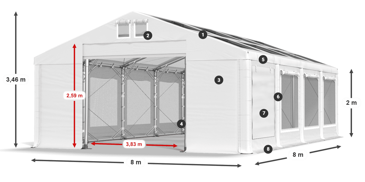 Tetto: MS T 580 PVC Pareti: SDM 500 PVC 2m leggenda