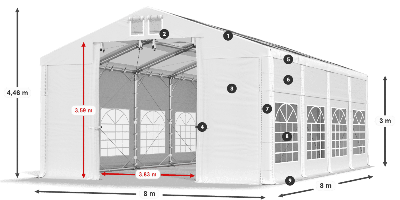 Tetto: MS T 580 PVC Pareti: SD E 500 PVC 3m leggenda