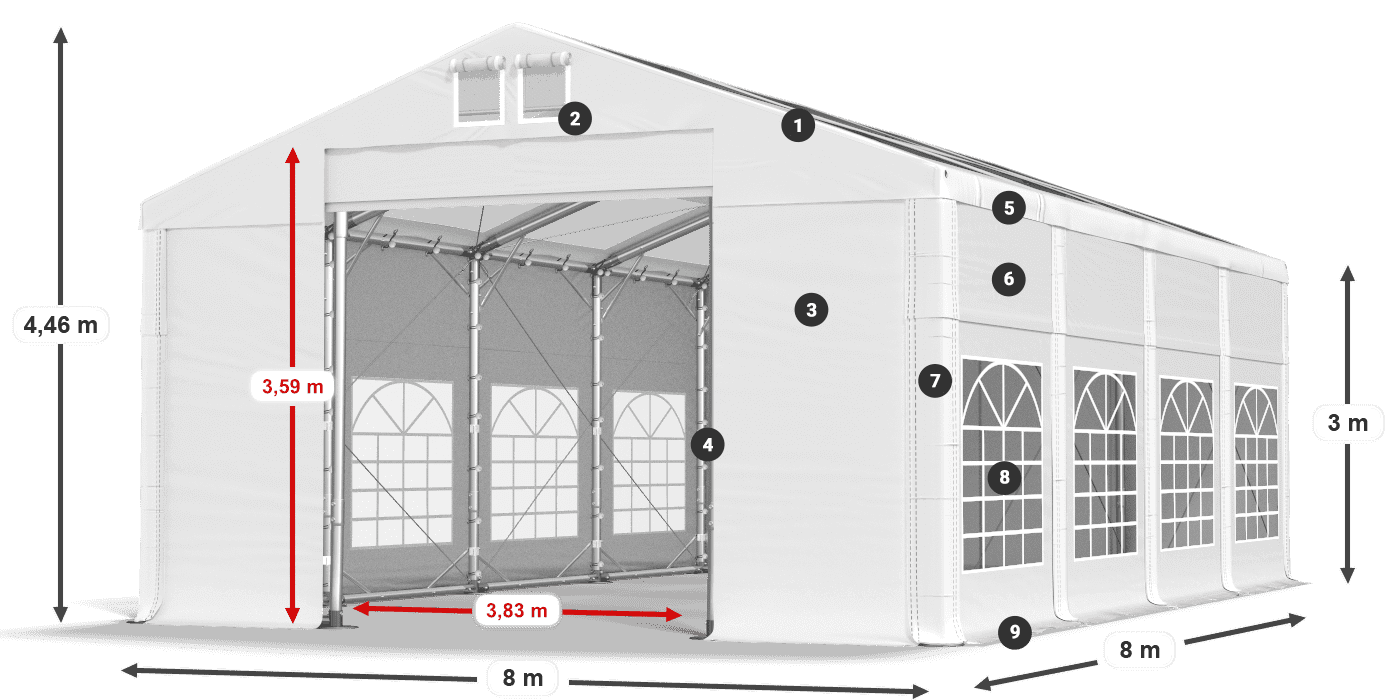 Tetto: MS T 580 PVC Pareti: SD E 500 PVC 3m leggenda
