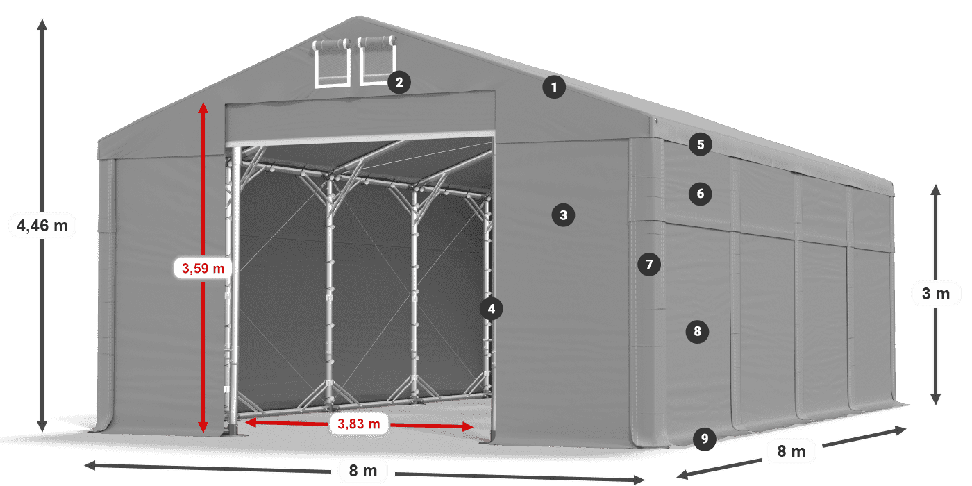 Tetto: MS 580 PVC Pareti: SD 500 PVC 3m leggenda