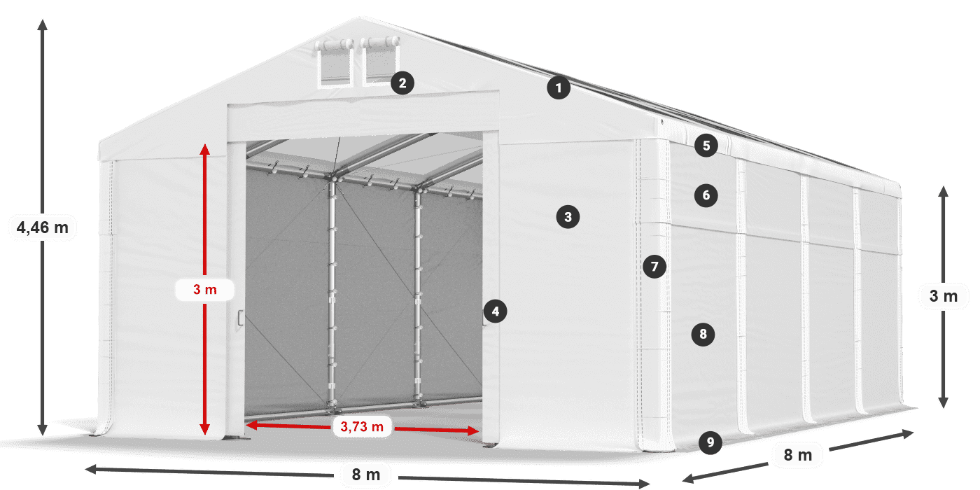 Tetto: MS T 580 PVC Pareti: SD 500 PVC 3m leggenda
