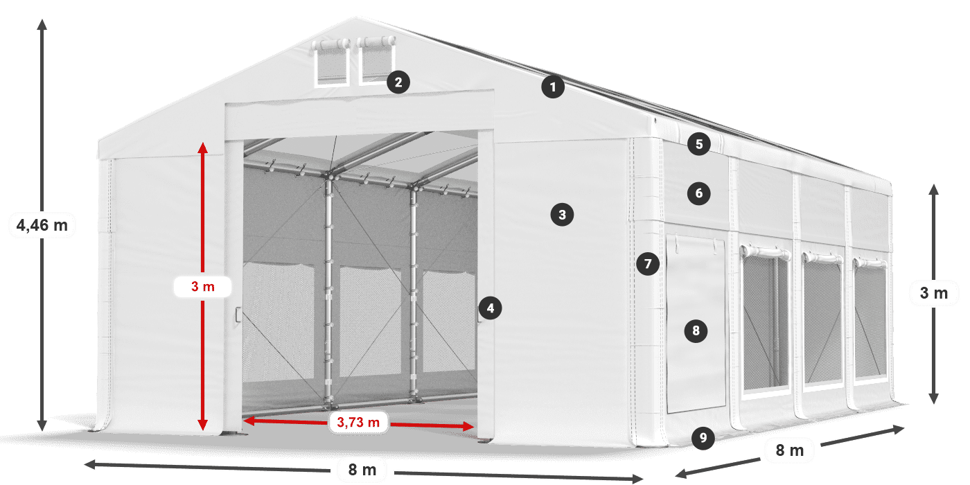 Tetto: MS T 580 PVC Pareti: SD M 500 PVC 3m leggenda