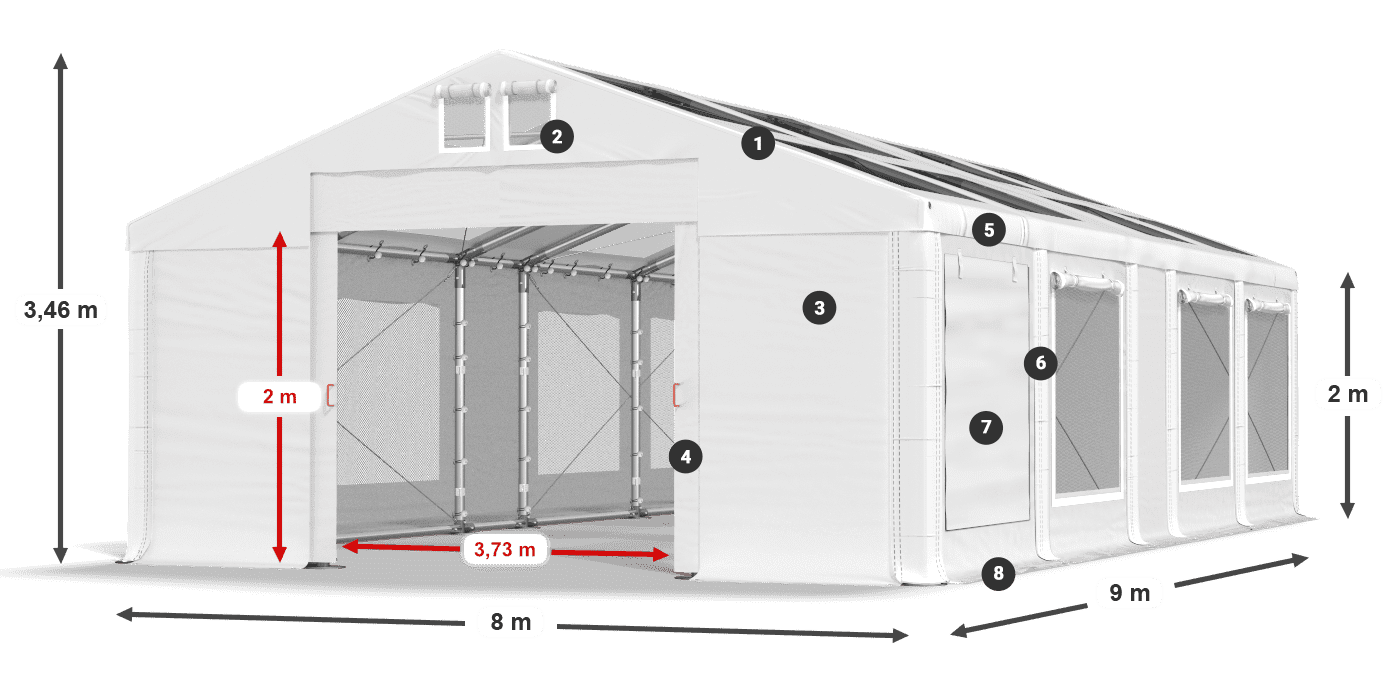 Tetto: MS T 580 PVC Pareti: SDM 500 PVC 2m leggenda