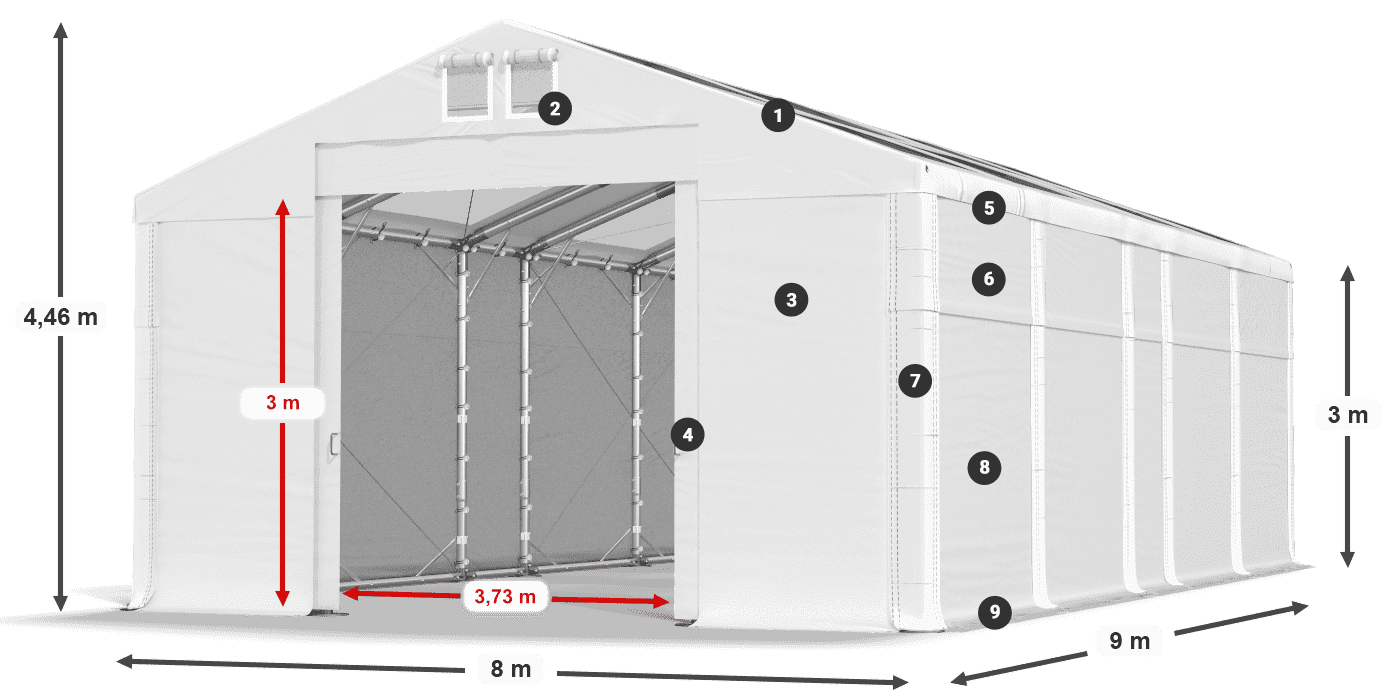Tetto: MS T 580 PVC Pareti: SD 500 PVC 3m leggenda